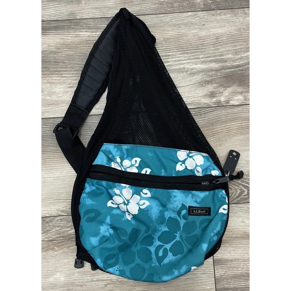 LL Bean Ameribag Sling Back Floral Hawaian Healthy Mesh Hiking Travel Turquoise